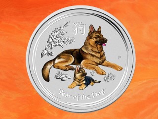 1 Unze Lunar II Hund Silbermünze coloriert Australien 2018