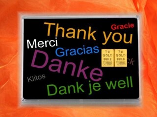 2 g gold gift bar motif: Thank you