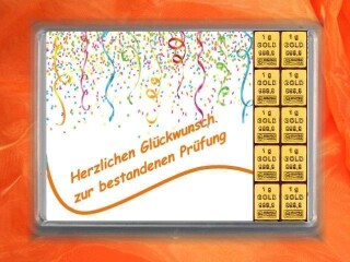 10 Gramm Gold Geschenkbarren Motiv: Prüfung Luftschlangen