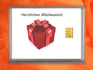1 g gold gift bar Herzlichen Glückwunsch gift