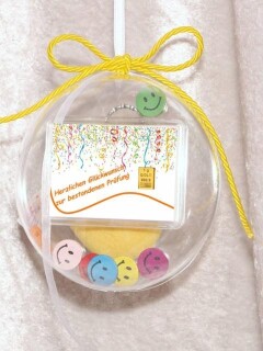 1 Gramm Gold Geschenkbarren Prüfung Luftschlangen in dekorierter Geschenkkugel Smiley ®