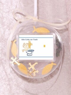 0,5 Gramm Gold Geschenkbarren Alles Liebe zur Taufe in dekorierter Geschenkkugel