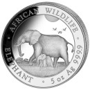 5 oz. Somalia Elephant African Wildlife silver coin 2022