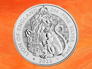 2 Unzen Royal Tudor Beasts Lion of England Silbermünze Großbritannien 2022