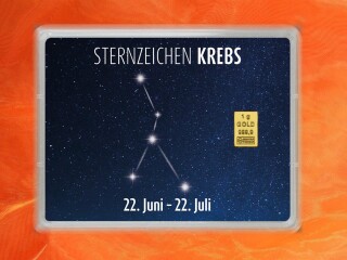 1 Gramm Gold Geschenkbarren Flipmotiv: Sternzeichen Krebs