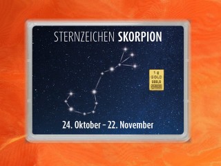 1 Gramm Gold Geschenkbarren Flipmotiv: Sternzeichen Skorpion