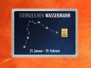 1 Gramm Gold Geschenkbarren Flipmotiv: Sternzeichen Wassermann