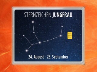0,5 g gold gift bar flip motif: Zodiac sign Virgo