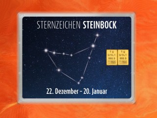 2 Gramm Gold Geschenkbarren Flipmotiv: Sternzeichen Steinbock