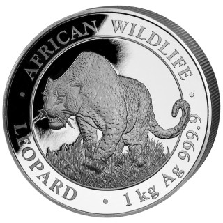 1 kg Somalia Leopard African Wildlife Silbermünze 2023 (Auflage 500)