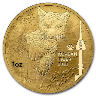 1 Unze Korean Tiger Goldmedaille BU Südkorea 2020 (Auflage 1.000)