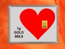 1 Gramm Gold Geschenkbarren Motiv: Herz