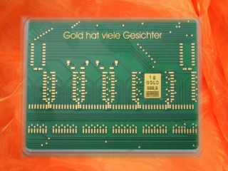 1 Gramm Gold Geschenkbarren Motiv: Leiterplatte