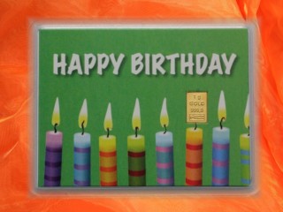 1 g gold gift bar motif: Happy birthday candles