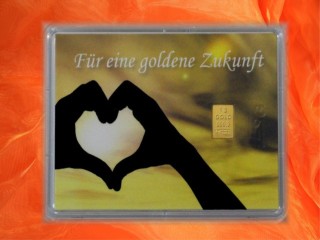 1 Gramm Gold Geschenkbarren Motiv: Goldene Zukunft Fingerherz