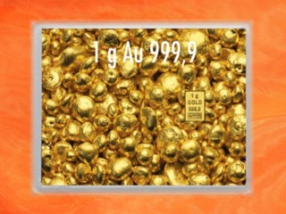1 Gramm Gold Geschenkbarren Flipmotiv: Goldgranulat