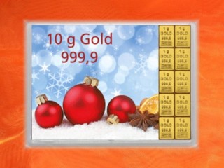 10 g gold gift bar flip motif: Merry Christmas