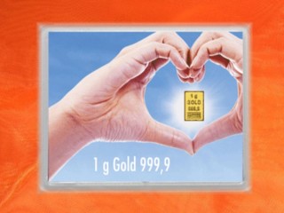 1 Gramm Gold Geschenkbarren Flipmotiv: Goldene Zukunft Fingerherz