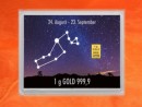 1 g gold gift bar flip motif: Zodiac sign Virgo