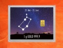 1 g gold gift bar flip motif: Zodiac sign Gemini