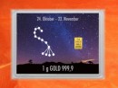 1 g gold gift bar flip motif: Zodiac sign Scorpio