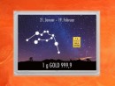 1 g gold gift bar flip motif: Zodiac sign Aquarius