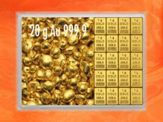 20 Gramm Gold Geschenkbarren Flipmotiv: Goldgranulat